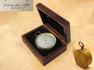 Casella pocket barometer in fitted mahogany case, early 1900's.